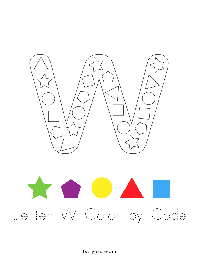 Letter W Color by Code Worksheet