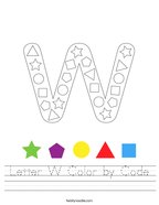 Letter W Color by Code Handwriting Sheet