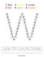 Letter W Color by Number Handwriting Sheet
