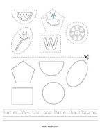 Letter W- Cut and Paste the Pictures Handwriting Sheet