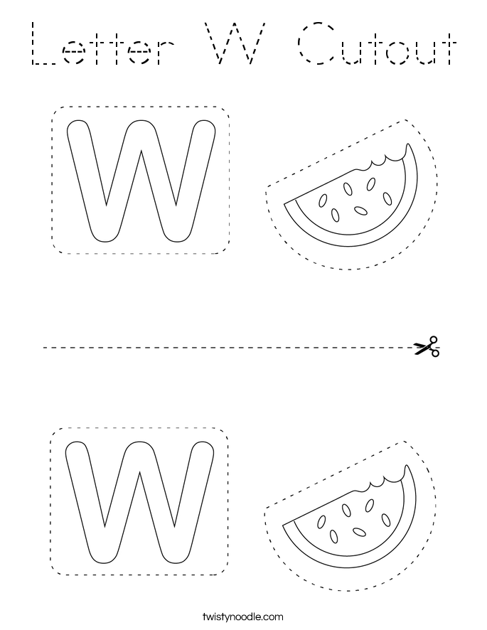 Letter W Cutout Coloring Page