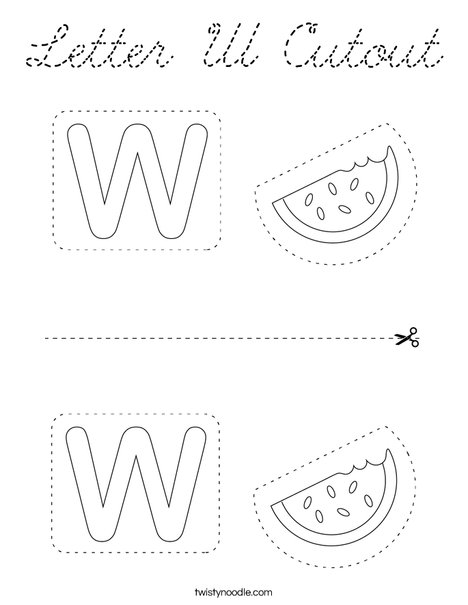 Letter W Cutout Coloring Page