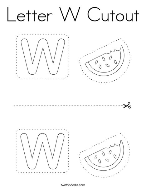 Letter W Cutout Coloring Page