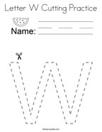 Letter W Cutting Practice Coloring Page