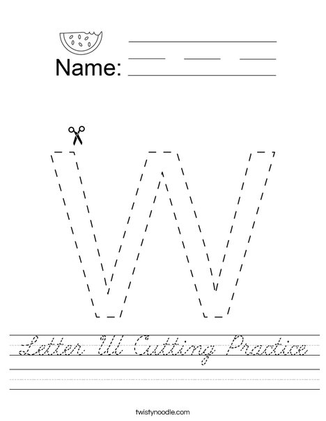 Letter W Cutting Practice Worksheet