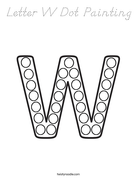 Letter W Dot Painting Coloring Page