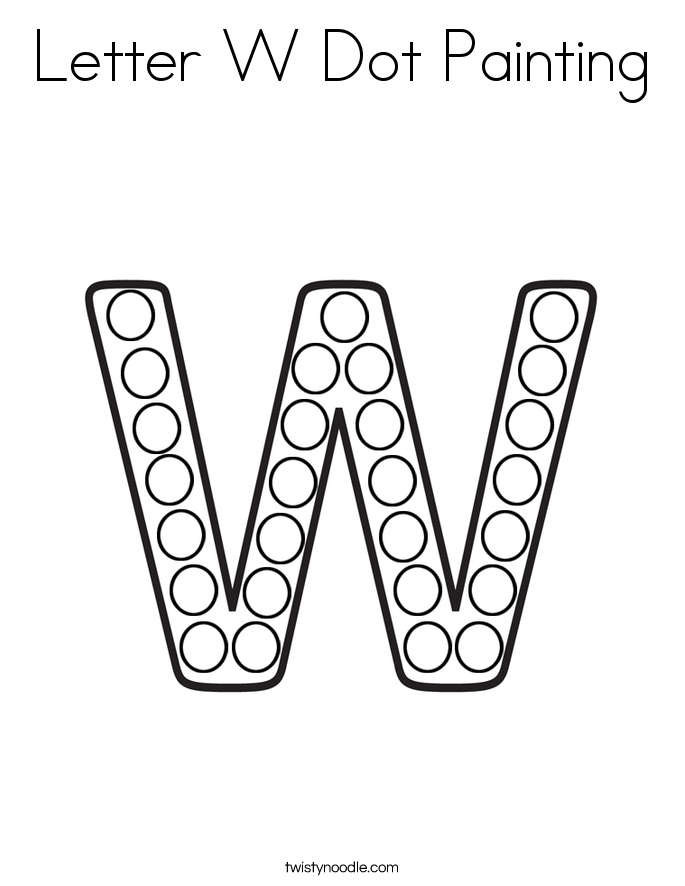 Letter W Dot Painting Coloring Page