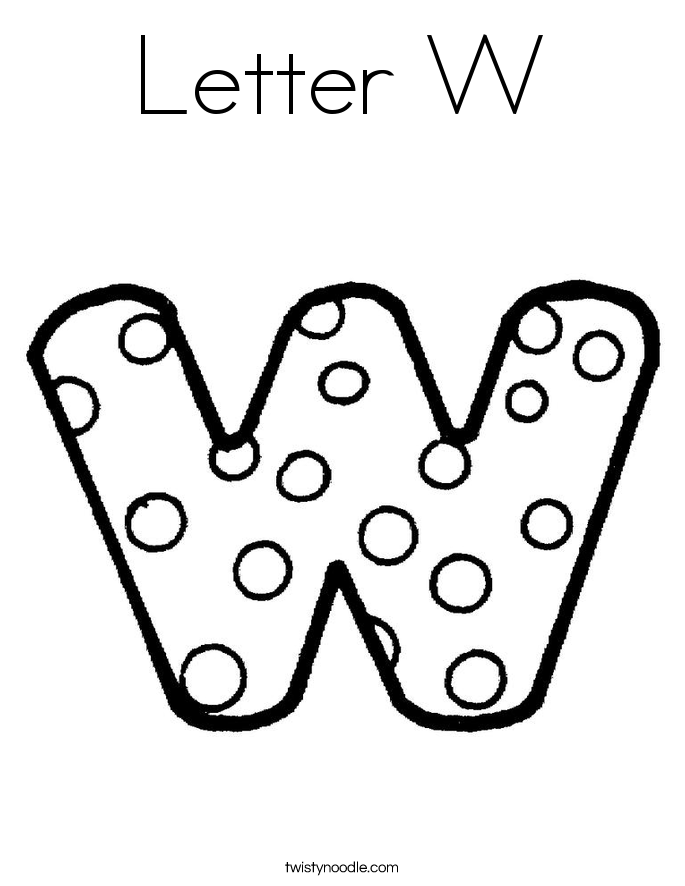 Letter W Coloring Page - Twisty Noodle