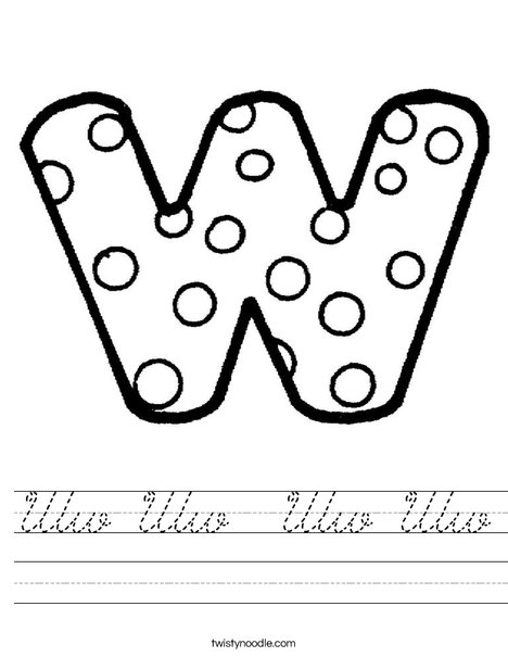 Letter W Dots Worksheet