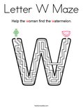 Letter W Maze Coloring Page