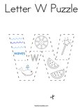 Letter W Puzzle Coloring Page