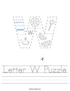 Letter W Puzzle Handwriting Sheet
