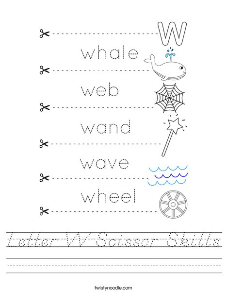 Letter W Scissor Skills Worksheet