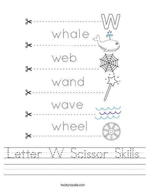 Letter W Scissor Skills Worksheet