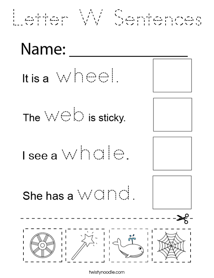 Letter W Sentences Coloring Page