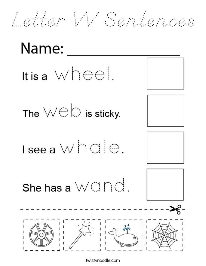 Letter W Sentences Coloring Page