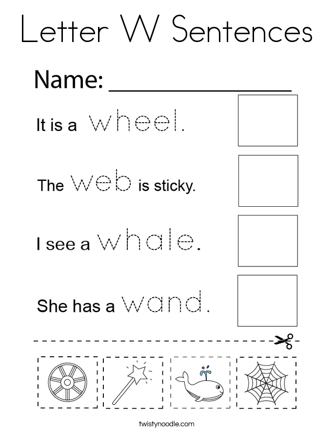 Letter W Sentences Coloring Page