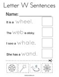 Letter W Sentences Coloring Page