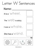 Letter W Sentences Coloring Page