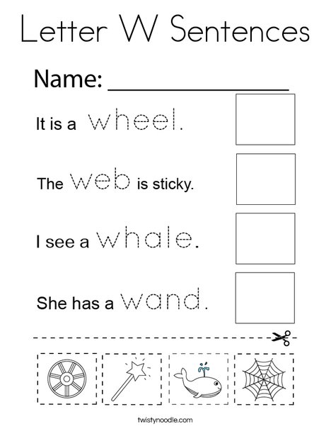 Letter W Sentences Coloring Page