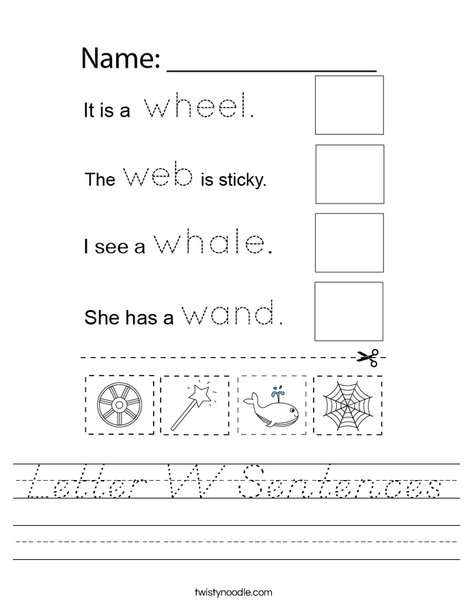 Letter W Sentences Worksheet