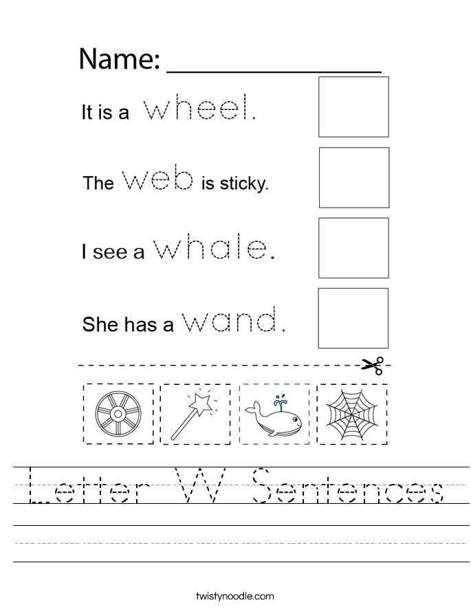Letter W Sentences Worksheet