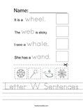 Letter W Sentences Worksheet