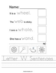 Letter W Sentences Handwriting Sheet
