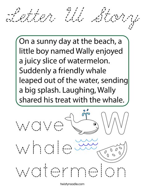 Letter W Story Coloring Page