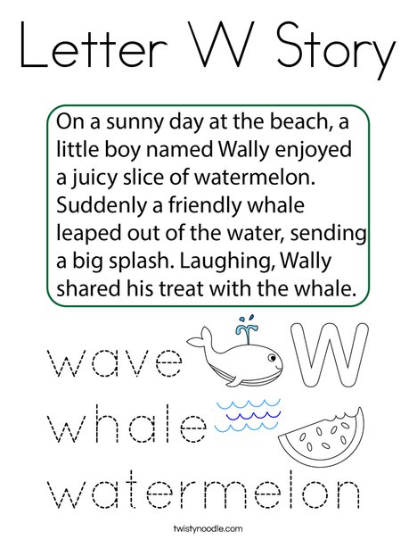 Letter W Story Coloring Page