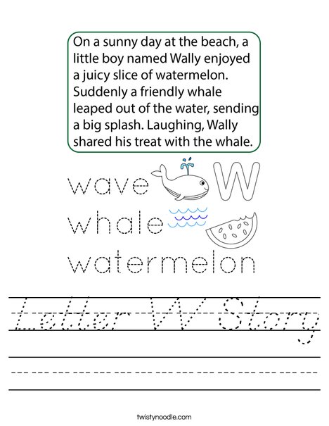 Letter W Story Worksheet
