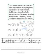 Letter W Story Handwriting Sheet