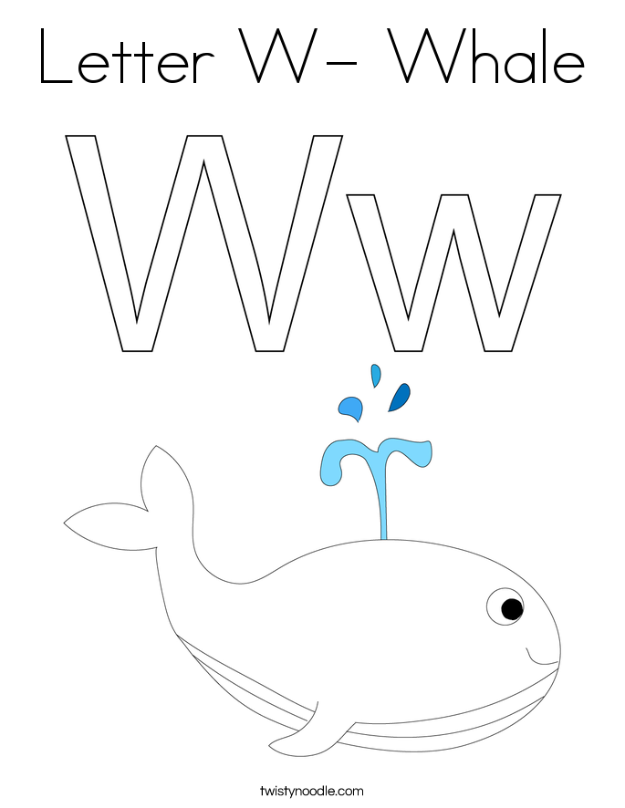 Letter W- Whale Coloring Page
