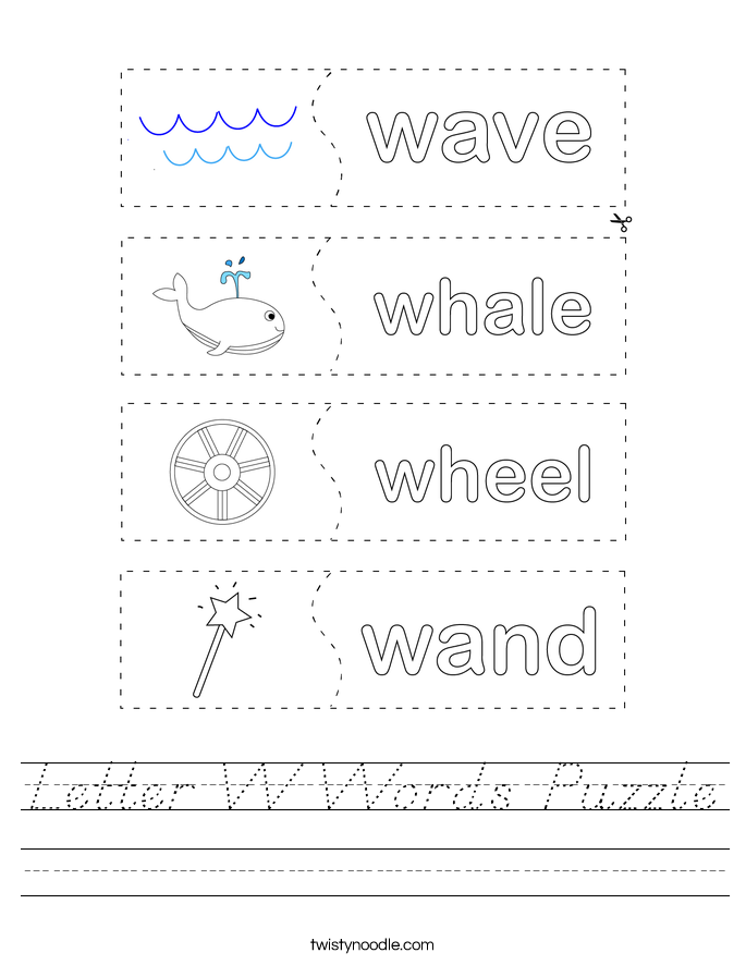 Letter W Words Puzzle Worksheet