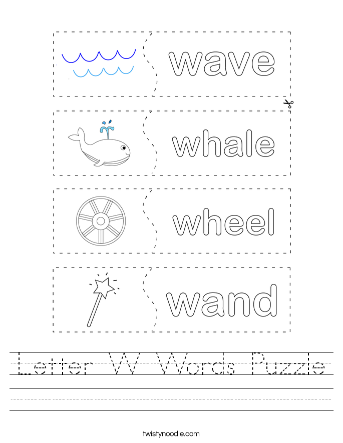 Letter W Words Puzzle Worksheet