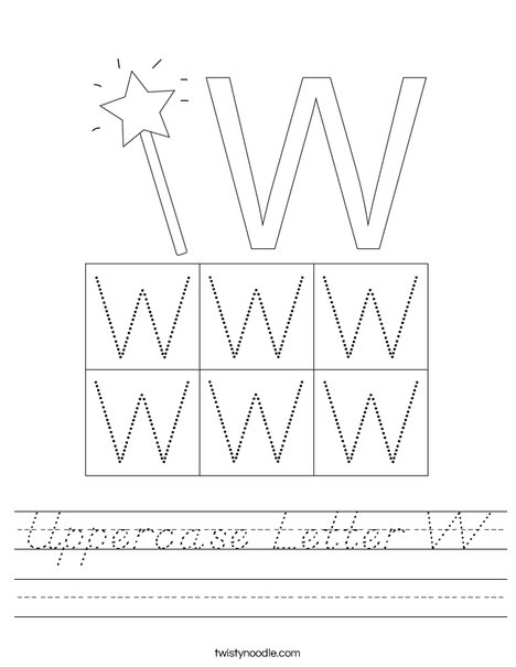 uppercase letter w worksheet dnealian twisty noodle