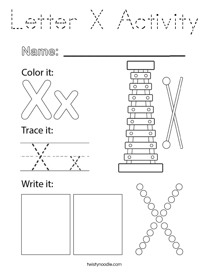 Letter X Activity Coloring Page