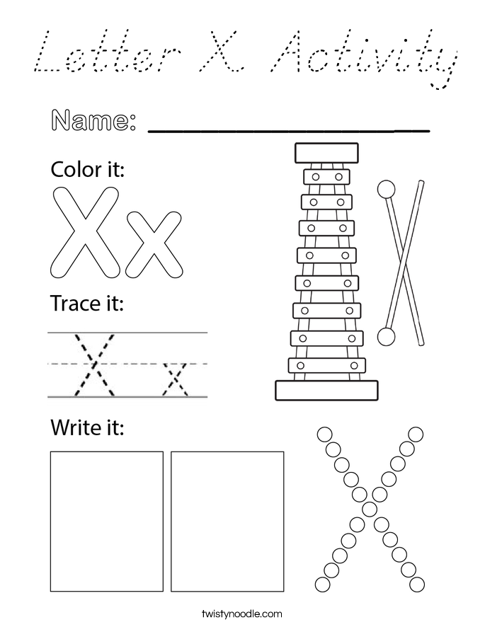 Letter X Activity Coloring Page