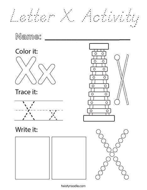 Letter X Activity Coloring Page