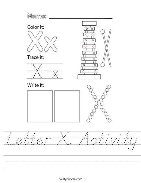 Letter X Activity Worksheet