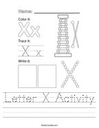 Letter X Activity Handwriting Sheet
