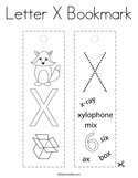 Letter X Bookmark Coloring Page