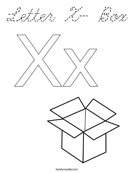 Letter X- Box Coloring Page