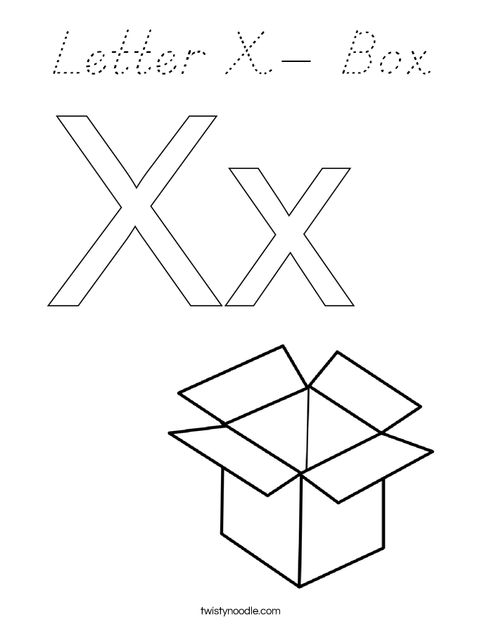 Letter X- Box Coloring Page