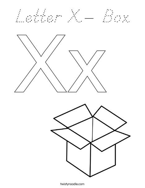 Letter X- Box Coloring Page