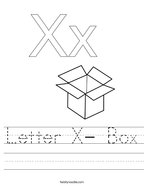 Letter X- Box Handwriting Sheet