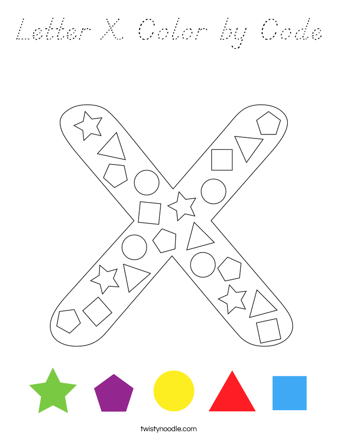 Letter X Color by Code Coloring Page