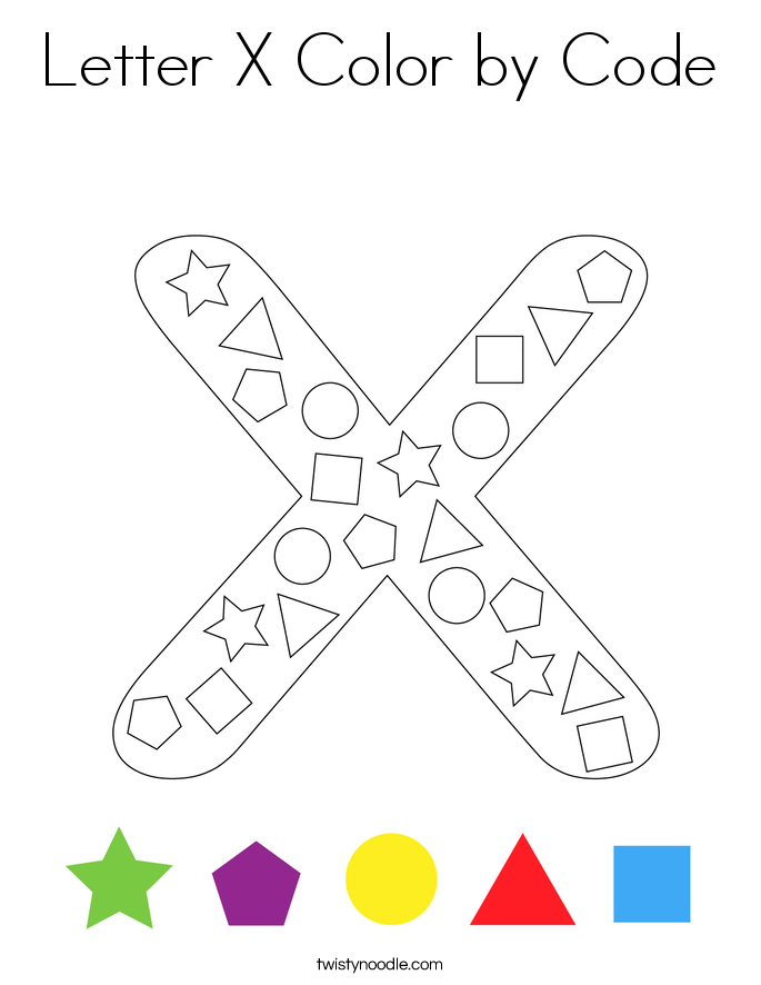 Letter X Color by Code Coloring Page