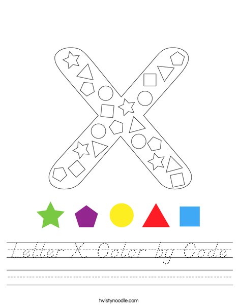 Letter X Color by Code Worksheet