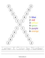 Letter X Color by Number Handwriting Sheet